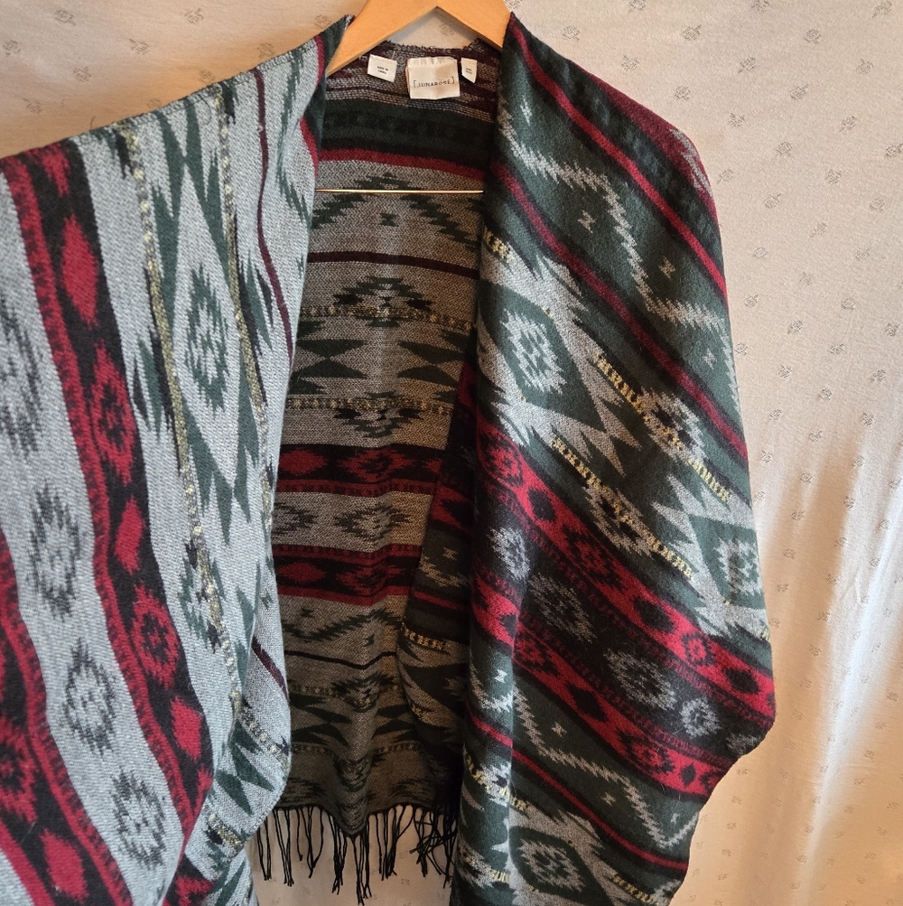 Junarose Multicolor Patterned Shawl With Fringe - image 3